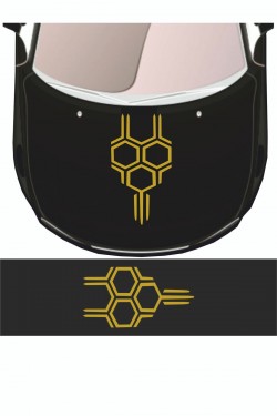 Sticker 58x35 Cm - Bal Peteği Kaput Oto Sticker - Araba Çıkartma