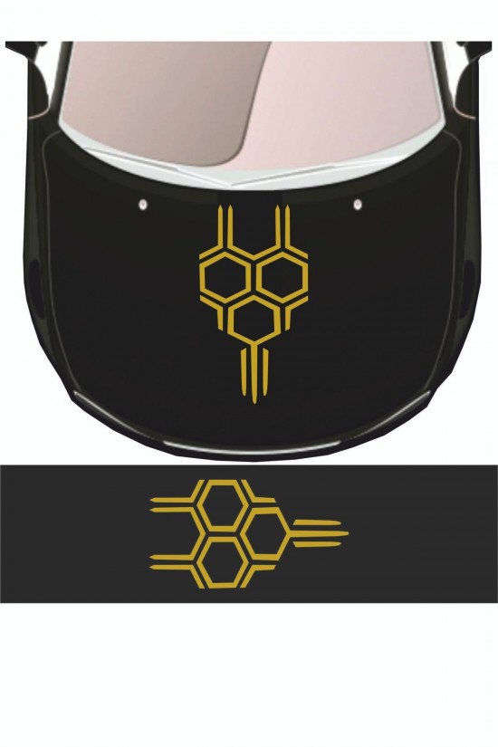 Sticker 58x35 Cm - Bal Peteği Kaput Oto Sticker - Araba Çıkartma