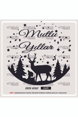 mutlu yıllar geyikler yılbaşı sticker - yapıştırma - etiket - karavan - araç sticker