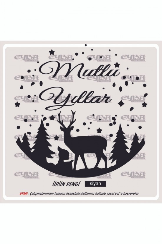 mutlu yıllar geyikler yılbaşı sticker - yapıştırma - etiket - karavan - araç sticker
