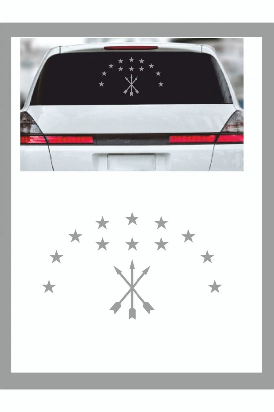 Adige Çerkez Bayrak Sembolü Araba Sticker 33x20cm - Oto Sticker