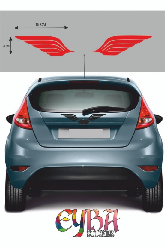 2 Adet Kanat Sticker, Oto Sticker- Araba Sticker- Oto Sticker - 36x8cm