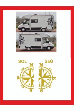 Pusula 2 Adet 48*28 Cm Sağ-sol Oto Sticker -karavan Sticker- Kamp Sticker