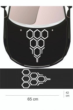 Sticker 65x42 Cm - Yeni Trend - Bal Peteği Kaput Oto Sticker - Araba Çıkartma