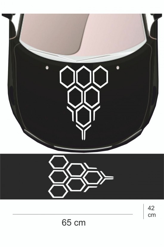 Sticker 65x42 Cm - Yeni Trend - Bal Peteği Kaput Oto Sticker - Araba Çıkartma