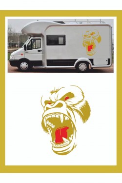 Goril Sticker 62*45cm 1 Adet Kong Kafatası - Oto Sticker - Kamp Sticker - Karavan Sticker