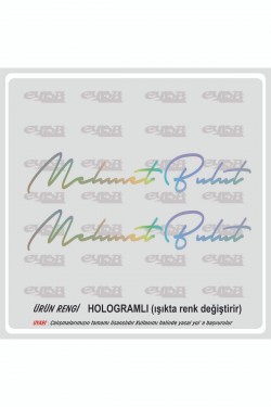 Size Özel Isim Imzası HOLOGRAM 2 Adet Ad Soyad Imza Etiket-20x4 Cm Siyah - Mesaj Atıınız-