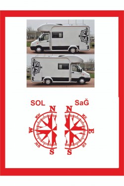 Pusula 2 Adet 48*28 Cm Sağ-sol Oto Sticker -karavan Sticker- Kamp Sticker