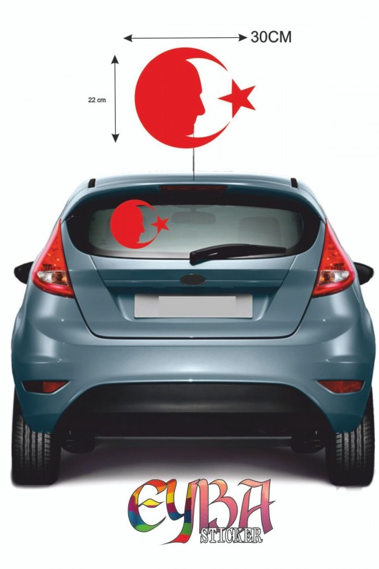 Türk Bayrağı Sticker Ay Yıldız Atatürk Araba Oto Sticker 30 Cm X 22 Cm