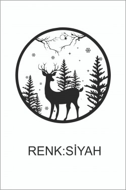 Geyik Doğa Çam 60 Cm Duvar Sticker - Oto Sticker - Yılbaşı Süsü