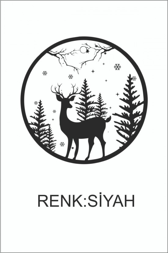 Geyik Doğa Çam 60 Cm Duvar Sticker - Oto Sticker - Yılbaşı Süsü