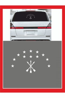 Adige Çerkez Bayrak Sembolü Araba Sticker 33x20cm - Oto Sticker