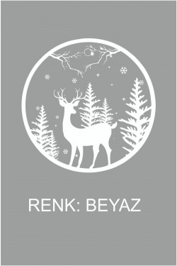 Geyik Doğa Çam 60 Cm Duvar Sticker - Oto Sticker - Yılbaşı Süsü