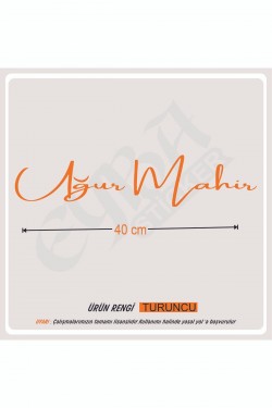 Isim Imza ön cam yazı büyük boy 40x12 Cm 1 Adet Araba Sticker-karavan