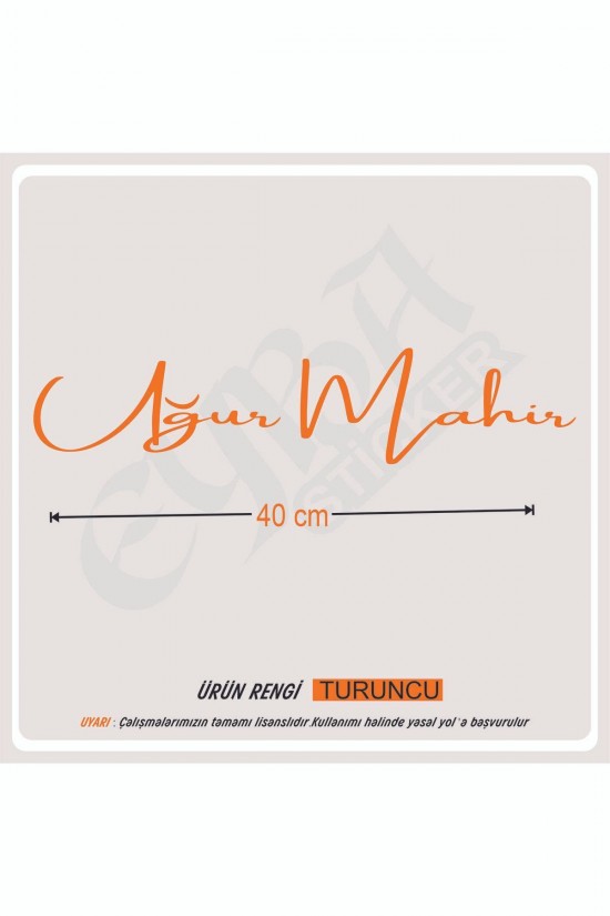 Isim Imza ön cam yazı büyük boy 40x12 Cm 1 Adet Araba Sticker-karavan