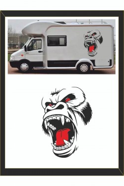 Goril Sticker 62*45cm 1 Adet Kong Kafatası - Oto Sticker - Kamp Sticker - Karavan Sticker