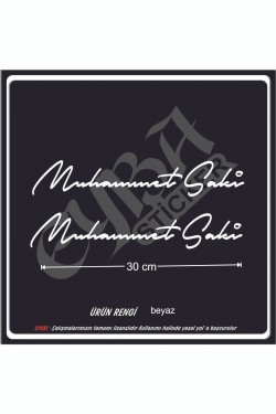 Size Özel Isim Imzası 2 Adet 30x7 Cm Ad Soyad Imza Etiket- Oto Sticker -Mesaj Atıınız-