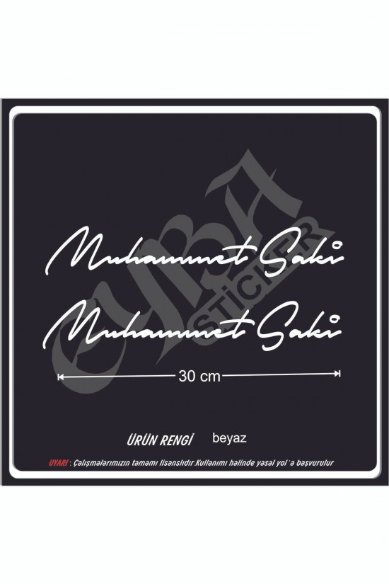 Size Özel Isim Imzası 2 Adet 30x7 Cm Ad Soyad Imza Etiket- Oto Sticker -Mesaj Atıınız-