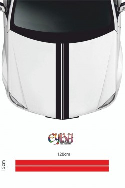120cm X 15 Cm - Ön Kaput Şerit Sticker -çift Kaput Sticker - Araç Kaput Sticker
