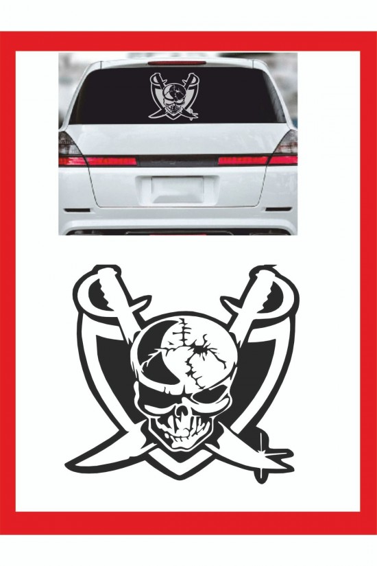 Korsan Kurukafa Oto Sticker - 18*14cm - Araba Sticker -