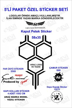 Ssangyong 5 Parça Sticker Seti