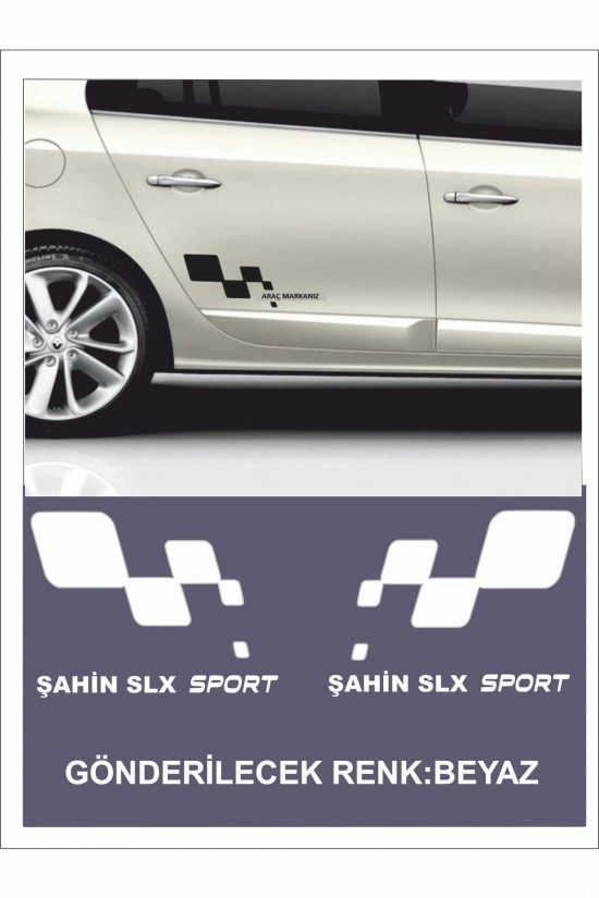Şahin Slx Sport Damalı Sağ-sol Takım 2 Adet Oto Sticker 30x16 Cm Siyah