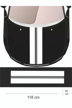 Sticker 118x30 Cm Kaput 2 Kalın Çift Şerit Sticker Oto Sticker - Kaput Sticker - Oto Sticker