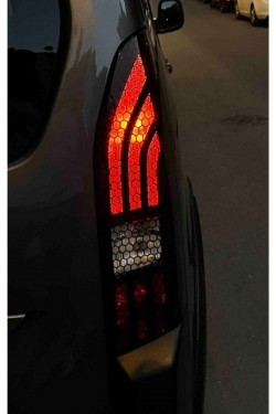 2 Adet Petek Desenli Stop Farı Oto Sticker Kaplama - 60cmx30cm