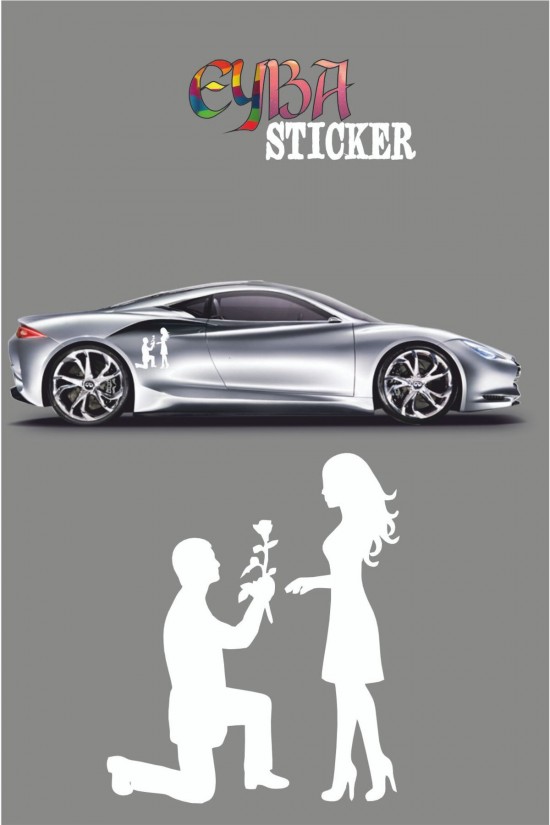 18x15 Cm Çiçekli Teklif Sevgili Oto Sticker