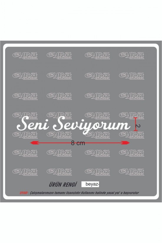 Seni seviyorum Güneşlik Ayna Yazısı Araba-Motosiklet Cam Etiket Sticker 8cm