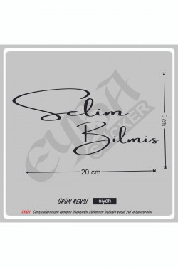 Size Özel isim Imzası 1 Adet 20x9 Cm ön cam yazı Ad Soyad Imza Etiket- Oto Sticker -Mesaj Atıınız-