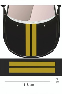 Sticker 118x30 Cm Kaput 2 Kalın Çift Şerit Sticker Oto Sticker - Kaput Sticker - Oto Sticker