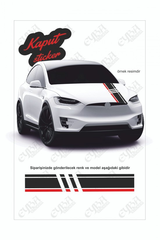 Kaput Şerit Parçalı Lüx Sticker 118x20 Cm Kaput Şerit Parçalı Lüx Sticker 118x20 Cm