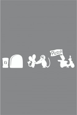 Pizzacı Fare Duvar Sticker - Oto Sticker 32cm X 11 Cm