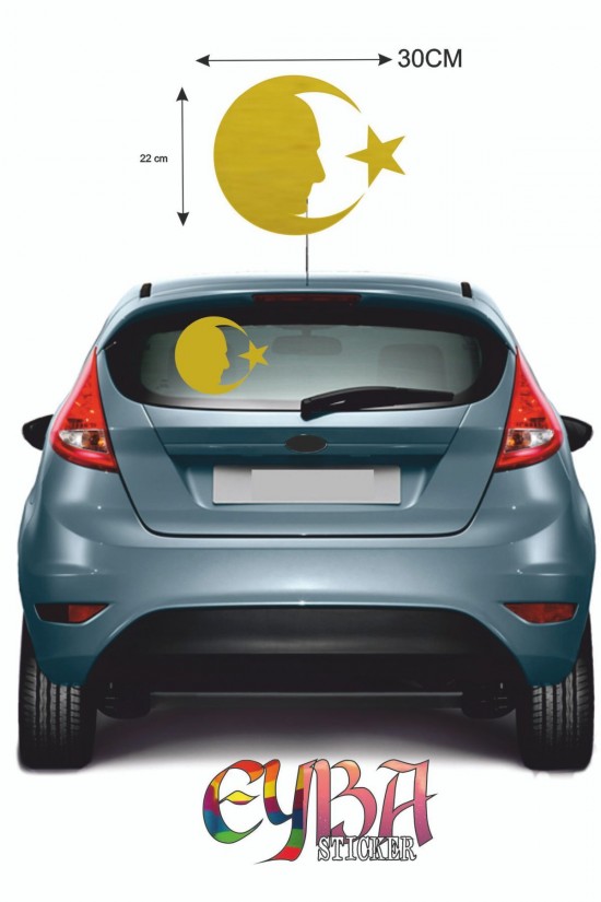 Türk Bayrağı Sticker Ay Yıldız Atatürk Araba Oto Sticker 30 Cm X 22 Cm