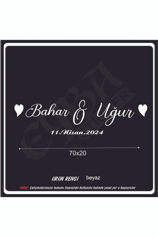 Gelin Damat düğün aracı arka cam yazısı Büyük Boy 75X20 Cm BEYAZ ÜTFEN SORU SORDAN ULAŞIN