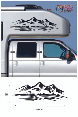 100x28 cm Ağaç Dağ Araba Dekor Orman Sticker