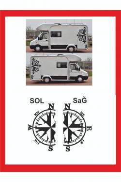 Pusula 2 Adet 74*43cm Sağ-sol Oto Sticker -karavan Sticker- Kamp Sticker