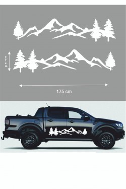 Off Road Yan Kapı Sticker Dağ Çam Doğa 175x27cm 2 Adet