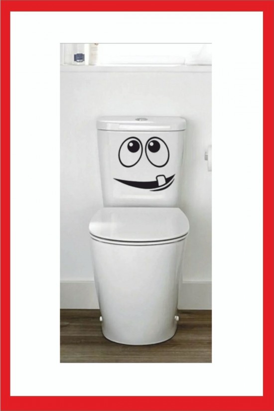 Wc Tuvalet Klozet Dekorasyonu Için Dekoratif Komik Surat Sticker Çıkartma
