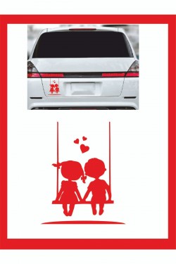 Salıncakta Sallanan Çocuklar Sticker - Oto Sticker - 18*15cm Salıncakta Sallanan Çocuklar Sticker - Oto Sticker - 18*15cm
