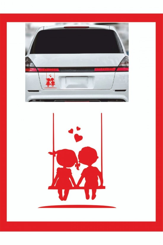 Salıncakta Sallanan Çocuklar Sticker - Oto Sticker - 18*15cm