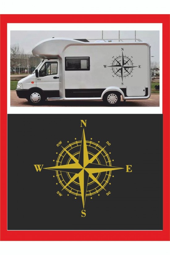 Pusula Sticker 25x25cm 1 Adet Oto Sticker - Kamp Karavan Sticker