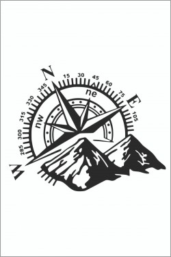 Pusula Dağ Off Road Araba Sticker, 50 X 40 Cm Siyah Oto Sticker