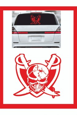 Korsan Kurukafa Oto Sticker - 18*14cm - Araba Sticker - Korsan Kurukafa Oto Sticker - 18*14cm - Araba Sticker -