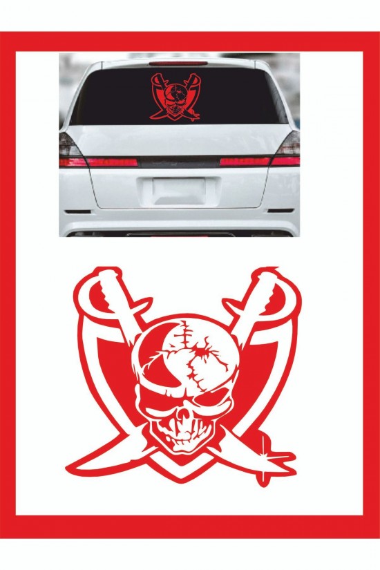 Korsan Kurukafa Oto Sticker - 18*14cm - Araba Sticker -