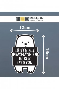 Lütfen Zile Basmayınız - Bebek Uyuyor Ayıcık Sticker