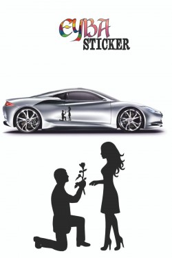 18x15 Cm Çiçekli Teklif Sevgili Oto Sticker