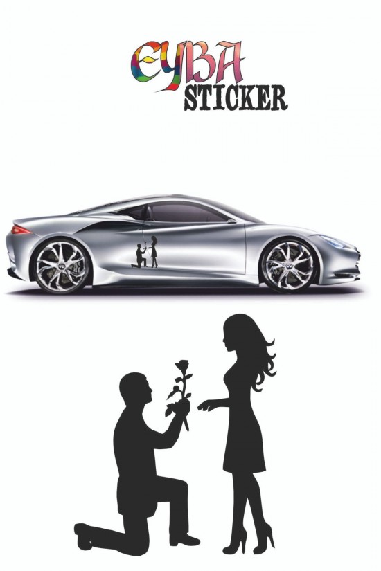 18x15 Cm Çiçekli Teklif Sevgili Oto Sticker