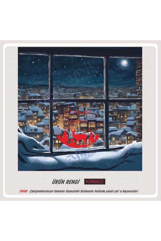 mutlu yıllar geyikler yılbaşı sticker - yapıştırma - etiket - karavan - araç sticker